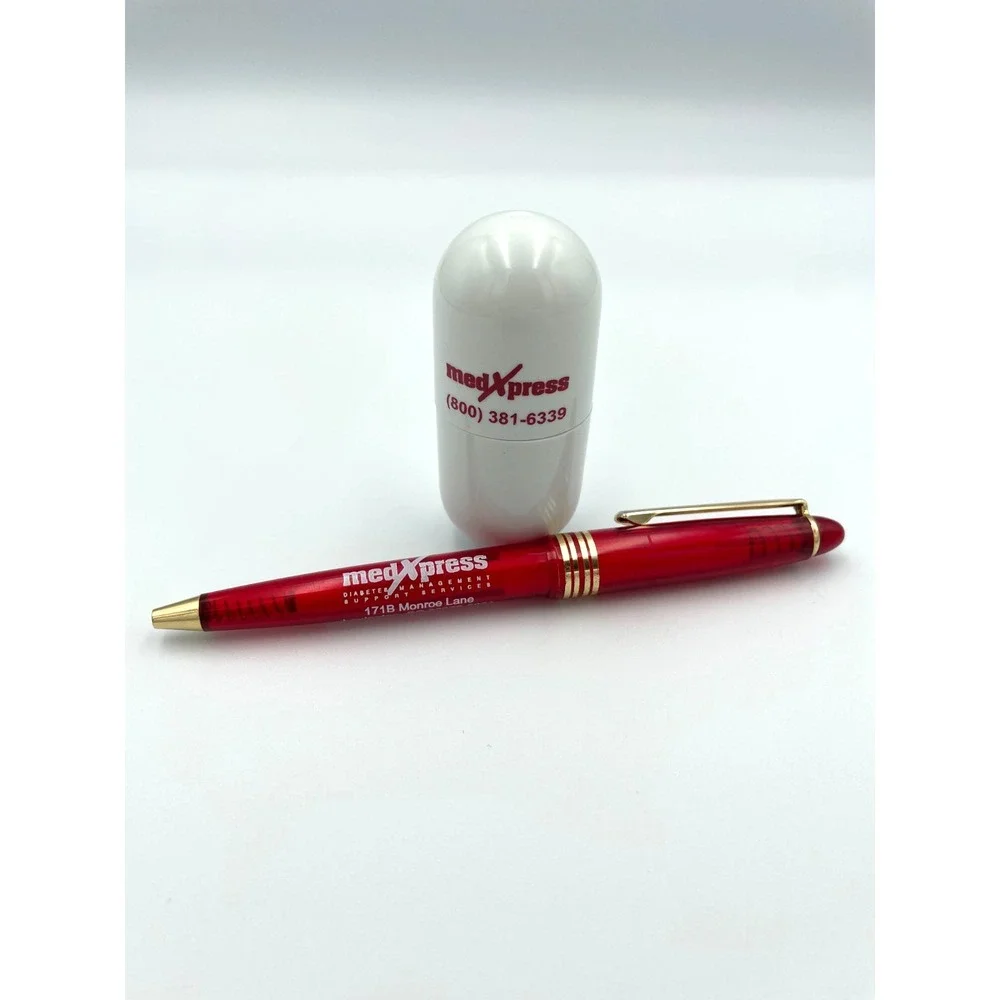 MedXPress Drug Rep Promo Pen & Capsule Highlighter Set Medical Advertising Red